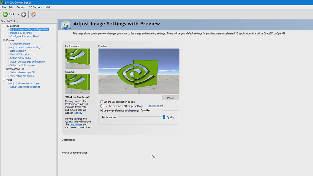 Using the Nvidia Control Panel Application for Monitor and Video Settings