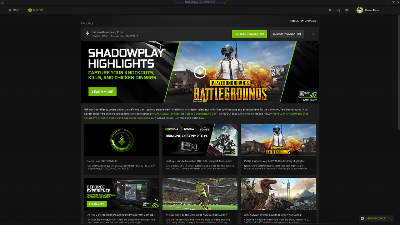 Using Nvidia Geforce Experience Application